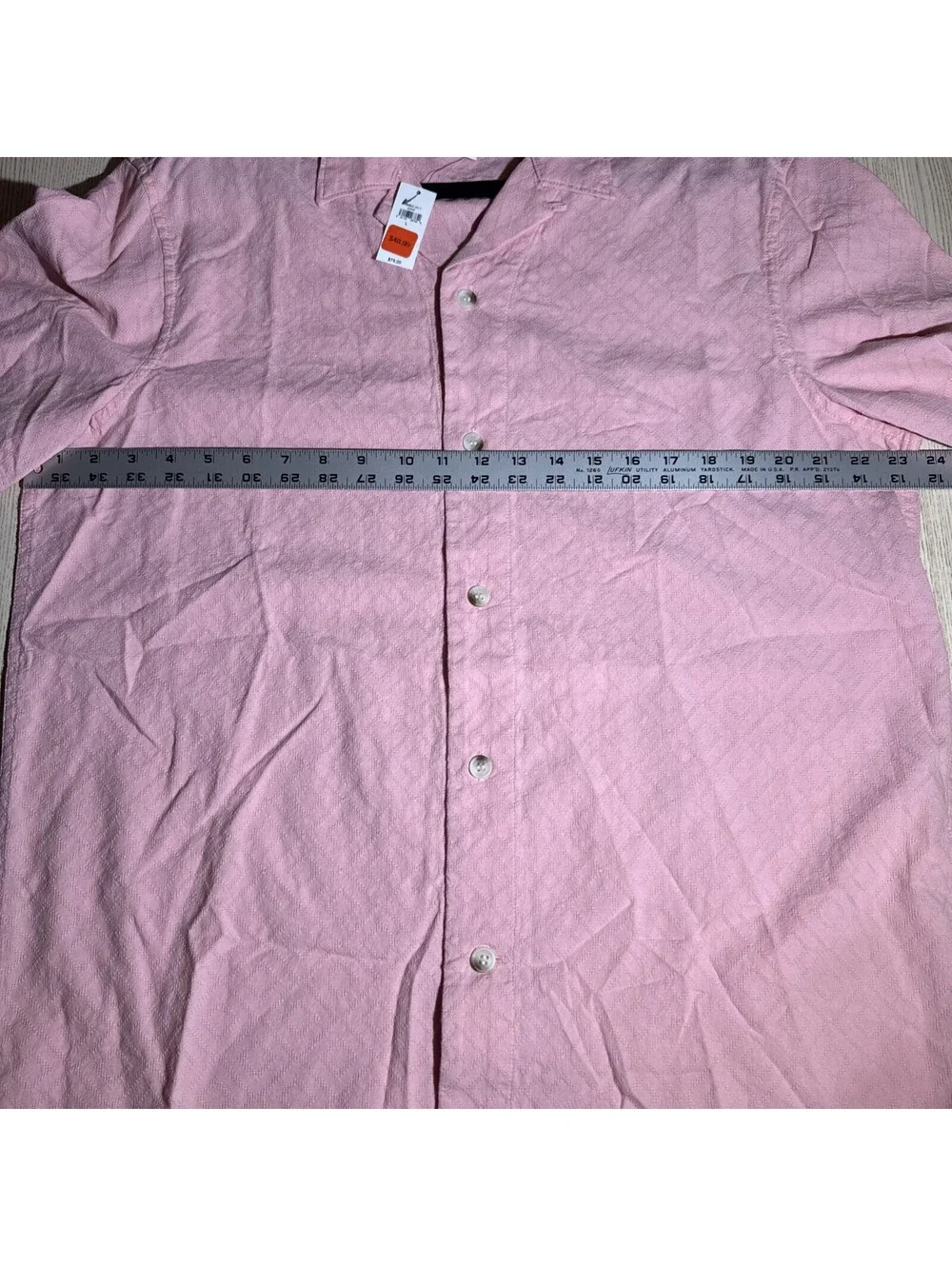 Banana Republic Men’s Large Textured Resort Shirt Pink Salmon Short Sleeve NWT